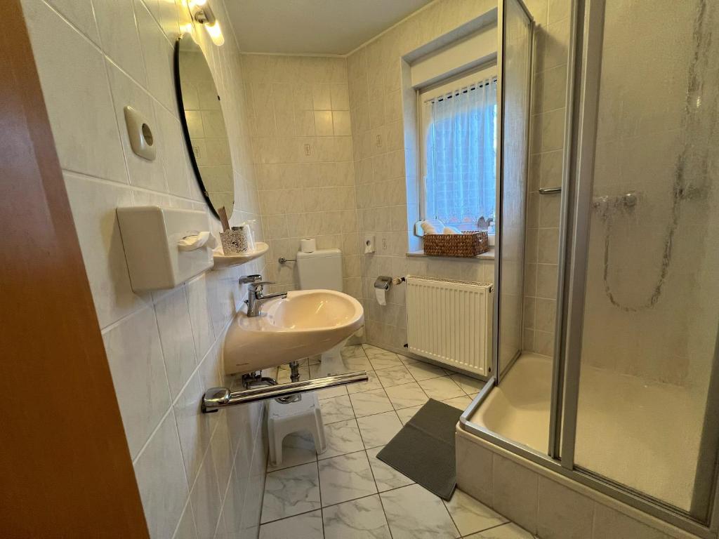 Koupelna v ubytování Landhaus Pusteblume