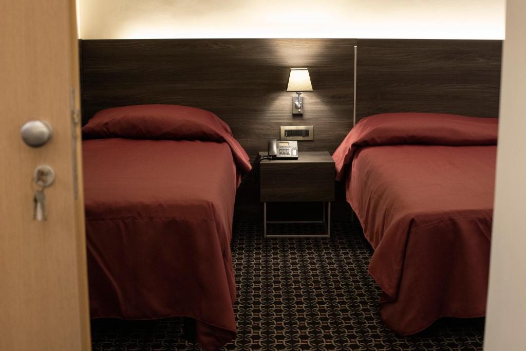 Postel nebo postele na pokoji v ubytování Gemelli Hotel
