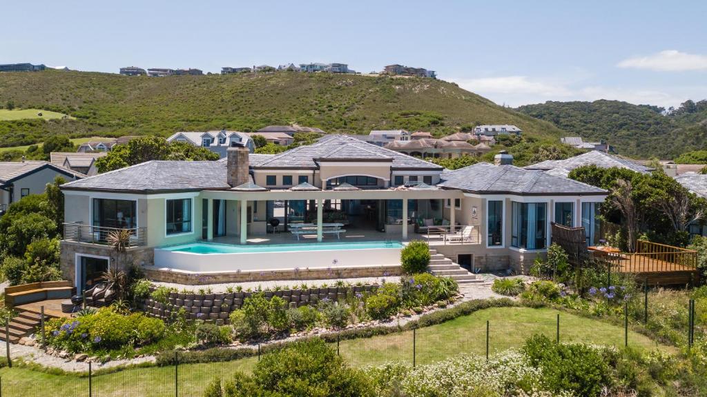 an aerial view of a house at Super Beachfront views- Executive Villa - 6 bedrooms in Knysna