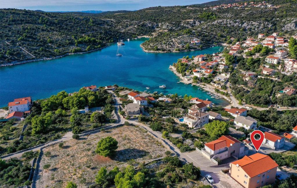 an aerial view of a town next to a river at Cozy Apartment In Sevid With Wifi in Sevid