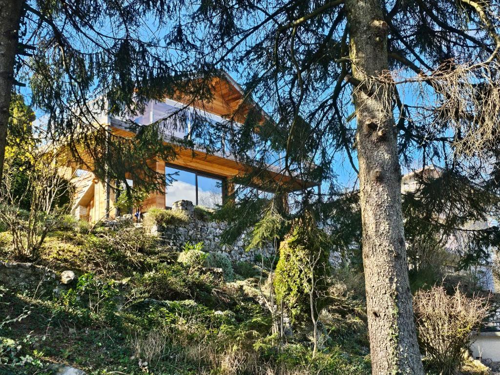 ein Haus auf einem Hügel mit einem Baum in der Unterkunft Bois des Alpes in Annecy