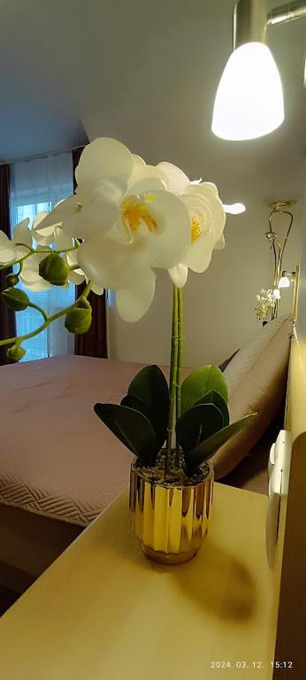 Łóżko lub łóżka w pokoju w obiekcie Borisz Apartman Zalakaros