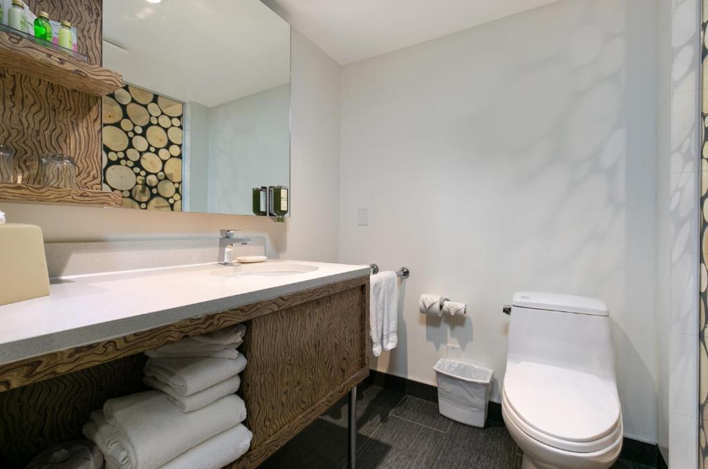 a bathroom with a sink and a toilet at Adara Hotel in Whistler
