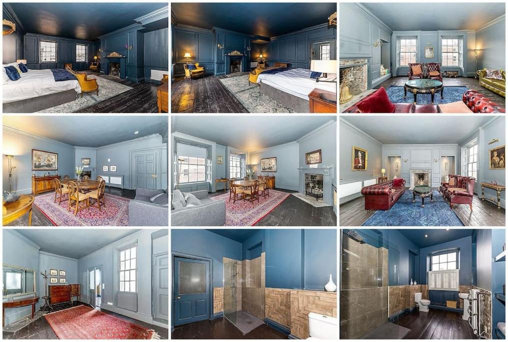 eine Collage mit vier Bildern eines Zimmers in der Unterkunft Leinster Suite, 7 Henrietta Street, Dublin 1 in Dublin