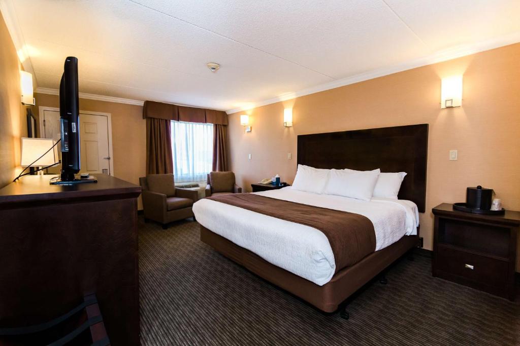 Habitación de hotel con cama grande y TV en Best Western Plus Dryden Hotel and Conference Centre en Dryden