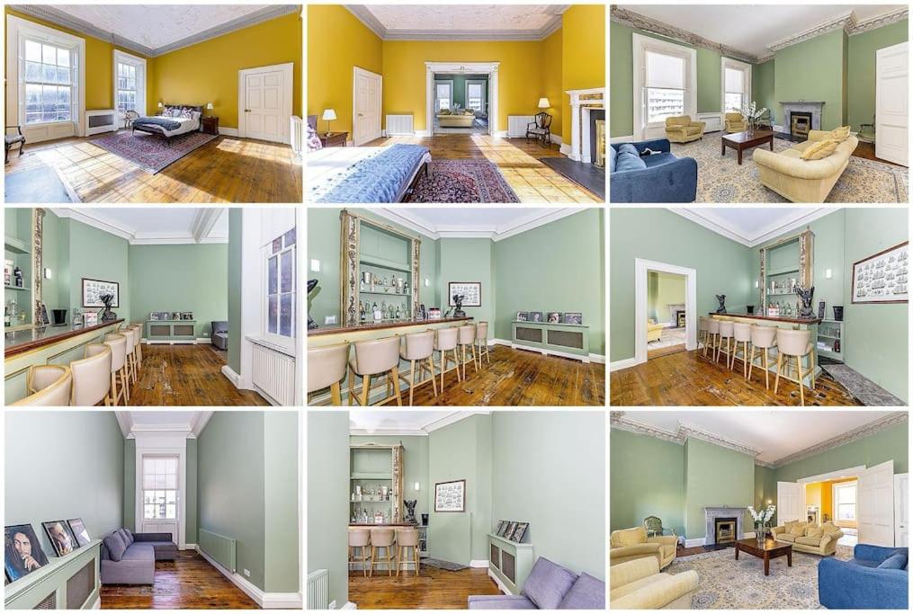 una serie de cuatro fotos de una sala de estar en Munster Suite, 7 Henrietta Street, Dublin 1 en Dublín