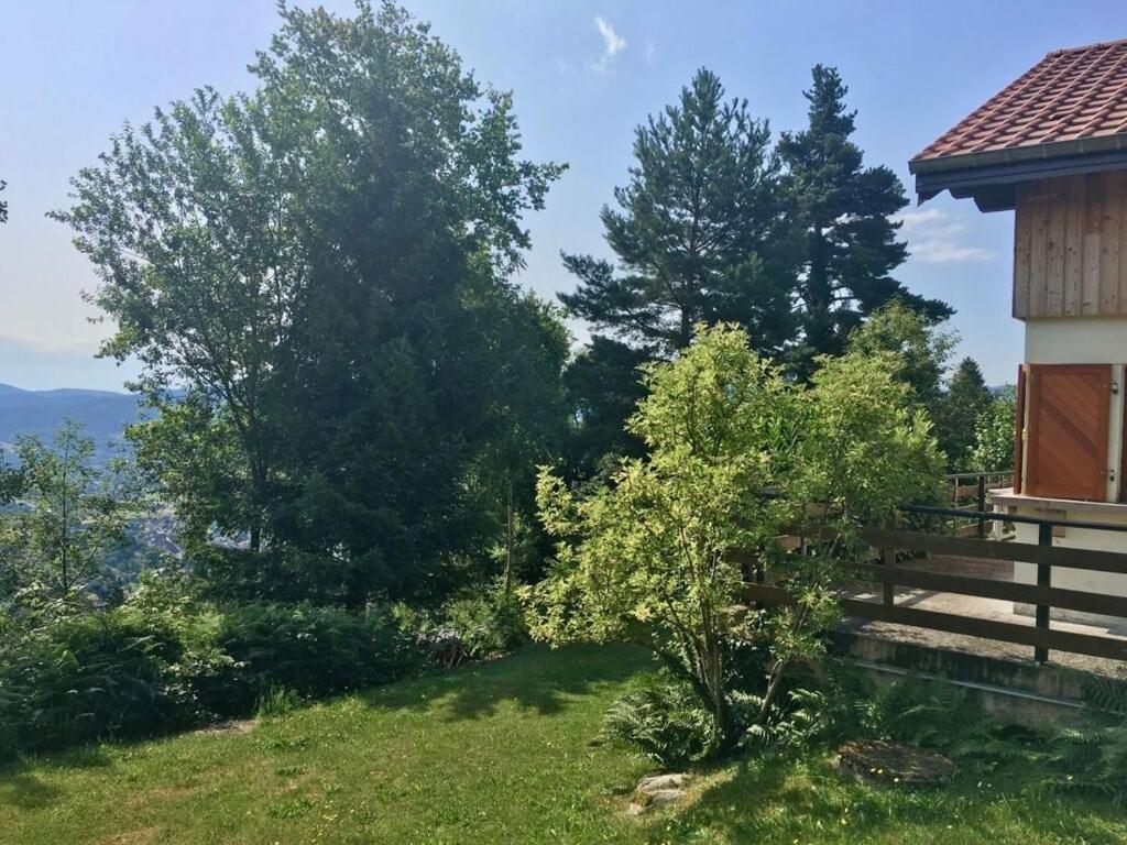 a view from the garden of a house at Modern apartment in Soultzeren in Soultzeren