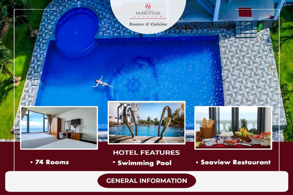 een collage van foto's van een zwembad in een resort bij Homestead Seaview Phú Quốc Hotel in Phu Quoc