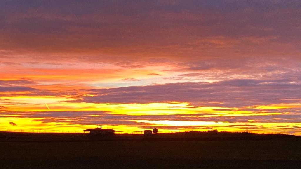 a sunset in the middle of a field at D10p sl in Burgos