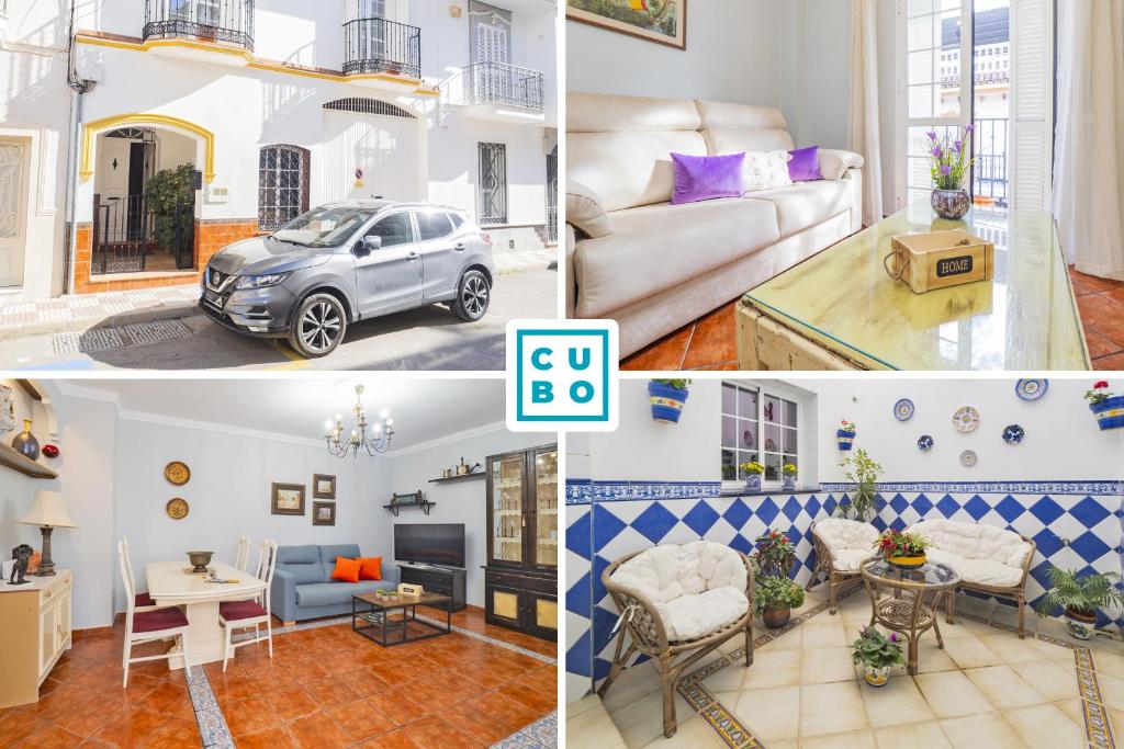 un collage di foto di un soggiorno e di una casa di Cubo's Apartamento Gongora A & B ad Alhaurín el Grande