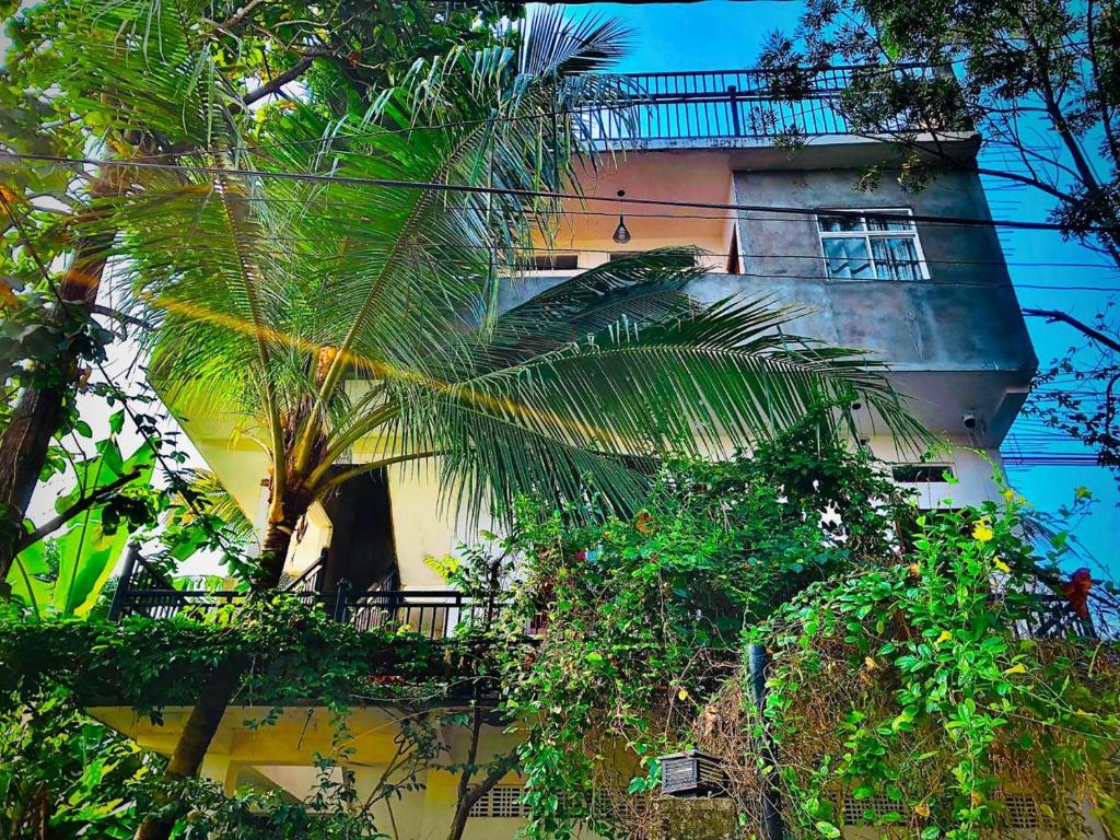 un edificio con una palmera delante de él en R & D Resort en Polonnaruwa