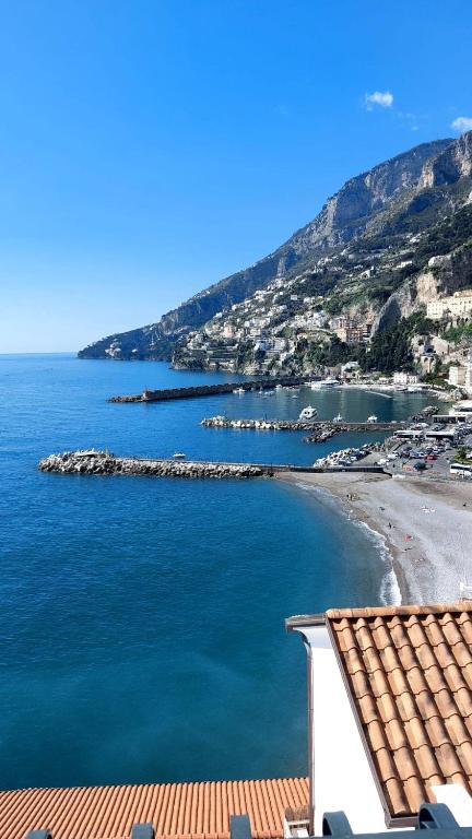 a view of a beach and the ocean at Appartamenti Amalfi Vista Mare in Amalfi