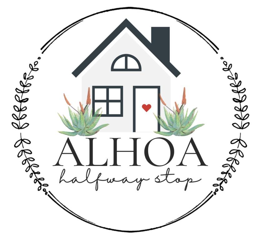 ein Logo für eine Aloha-Küche in der Unterkunft Alhoa Halfway Stop in Gariepdam