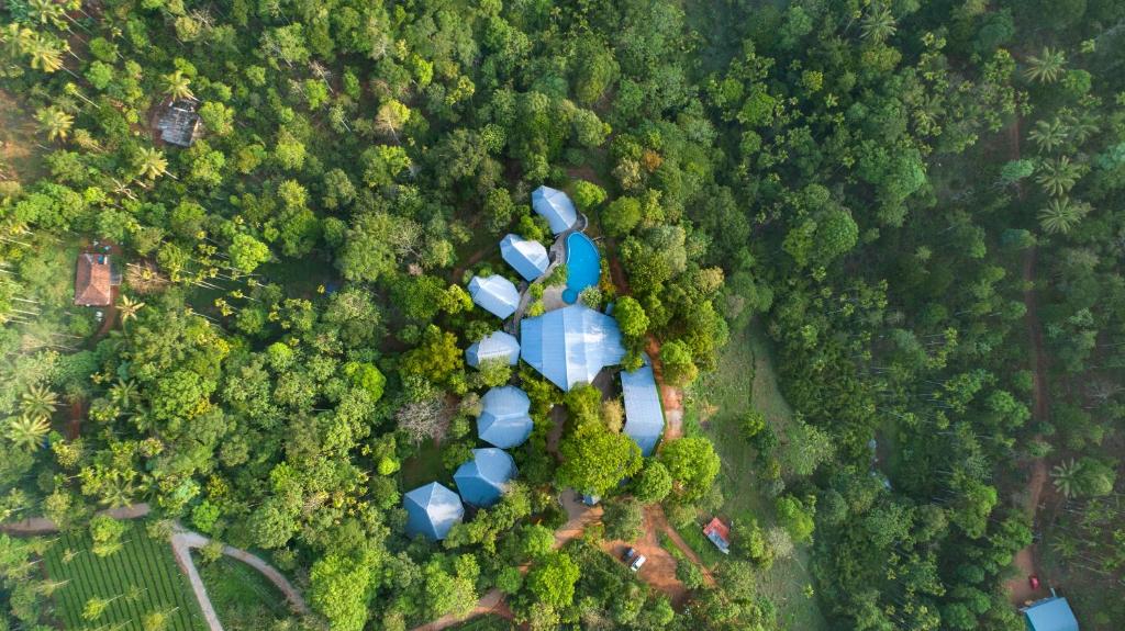 una vista aérea de una casa en el bosque en Vyna Hillock Resort and Spa, en Vythiri