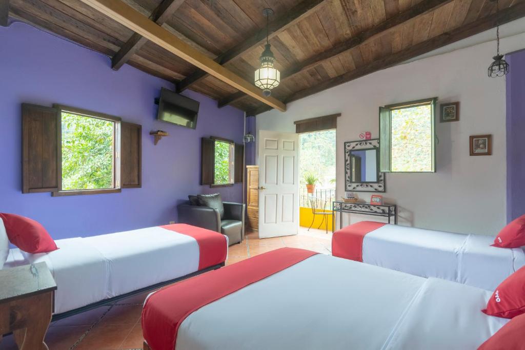 Postel nebo postele na pokoji v ubytování Hotel Coyopolan