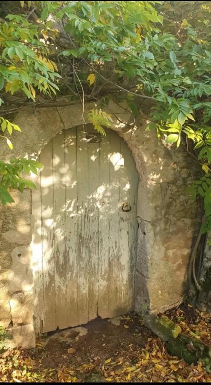 une ouverture dans un mur en pierre avec une porte dans l'établissement Rêve de Campagne 2, à Xanton-Chassenon