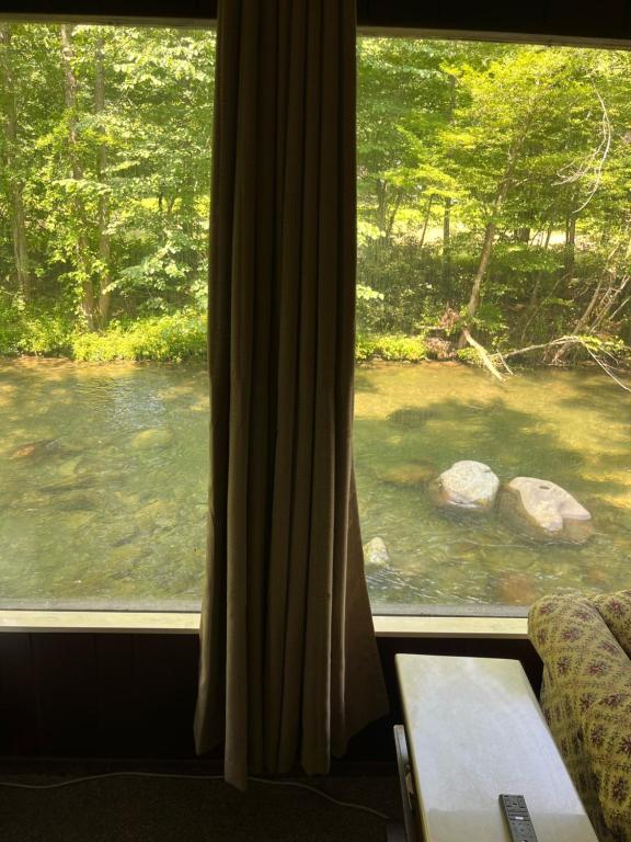 a view of a river from a window at Riversong in Sevierville