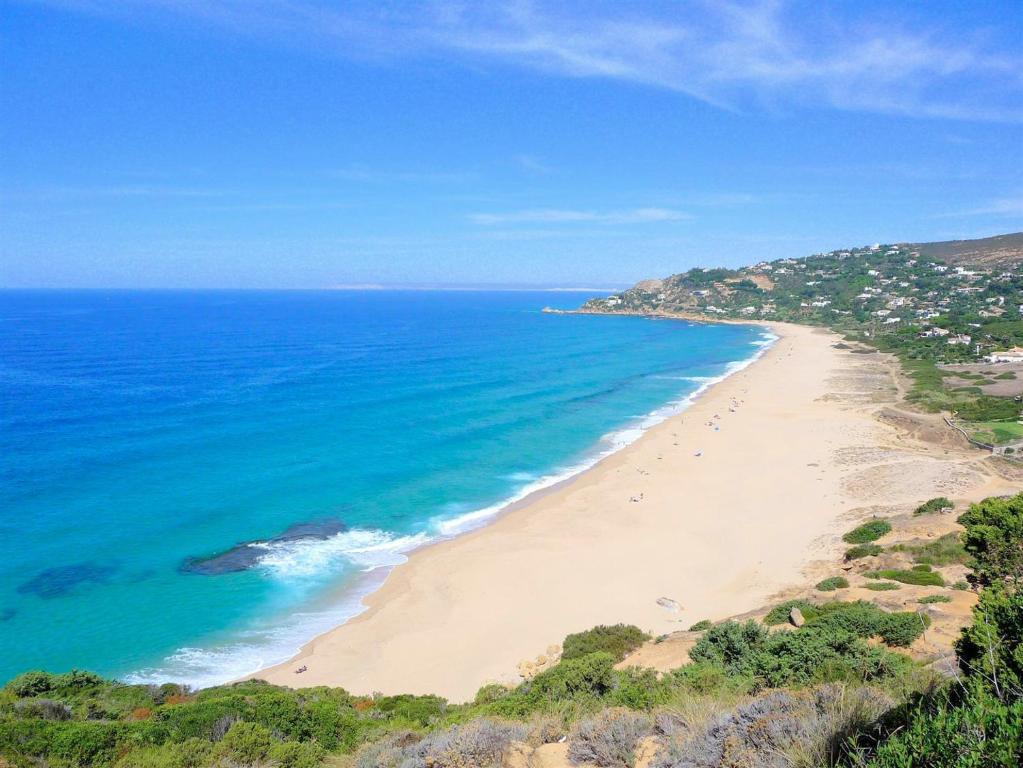 an aerial view of a beach with the ocean at Apartamento Zahara in Zahara de los Atunes