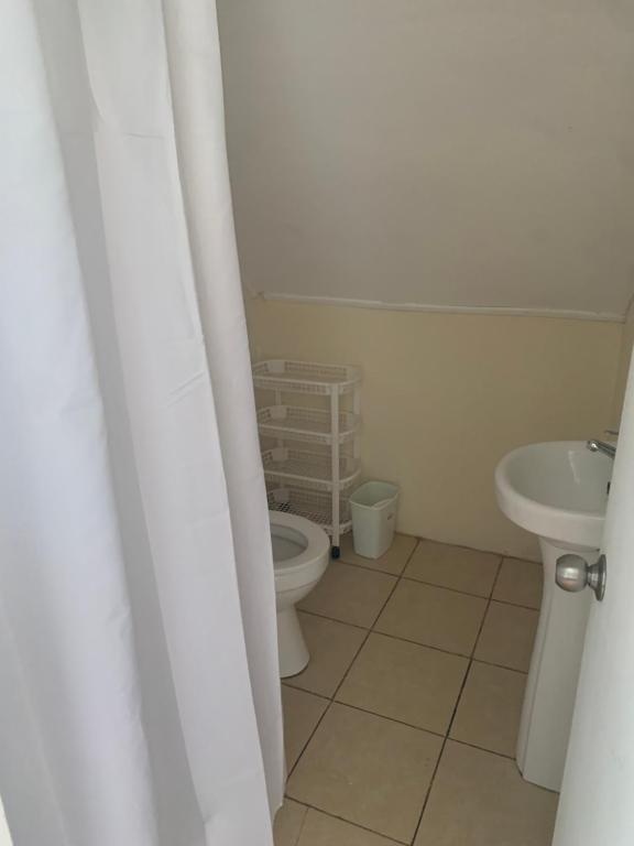 ein Bad mit einem WC und einem Waschbecken in der Unterkunft Apartamento en segundo piso, barrio muy tranquilo para descansar en Chillán Viejo in Chillán Viejo