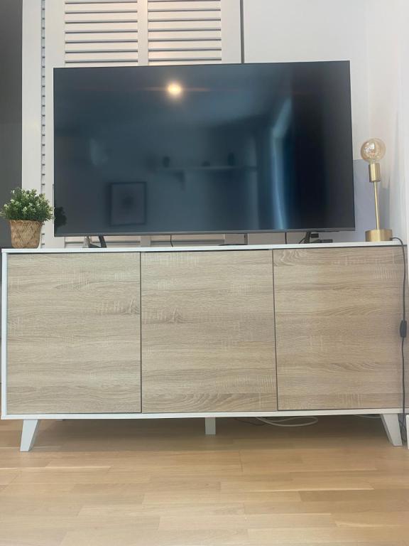TV a/nebo společenská místnost v ubytování CP Top floor luxury studio with spa and pool