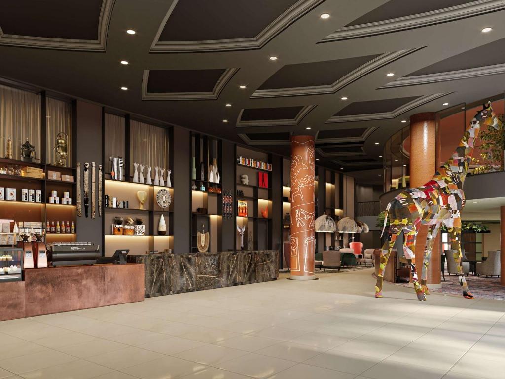 a rendering of the lobby of a hotel at Pullman Nairobi Upper Hill in Nairobi