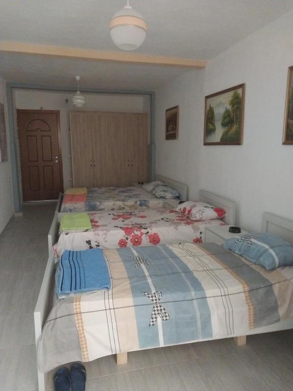 a bedroom with two twin beds in it at Ledion Apartment in Gjirokastër