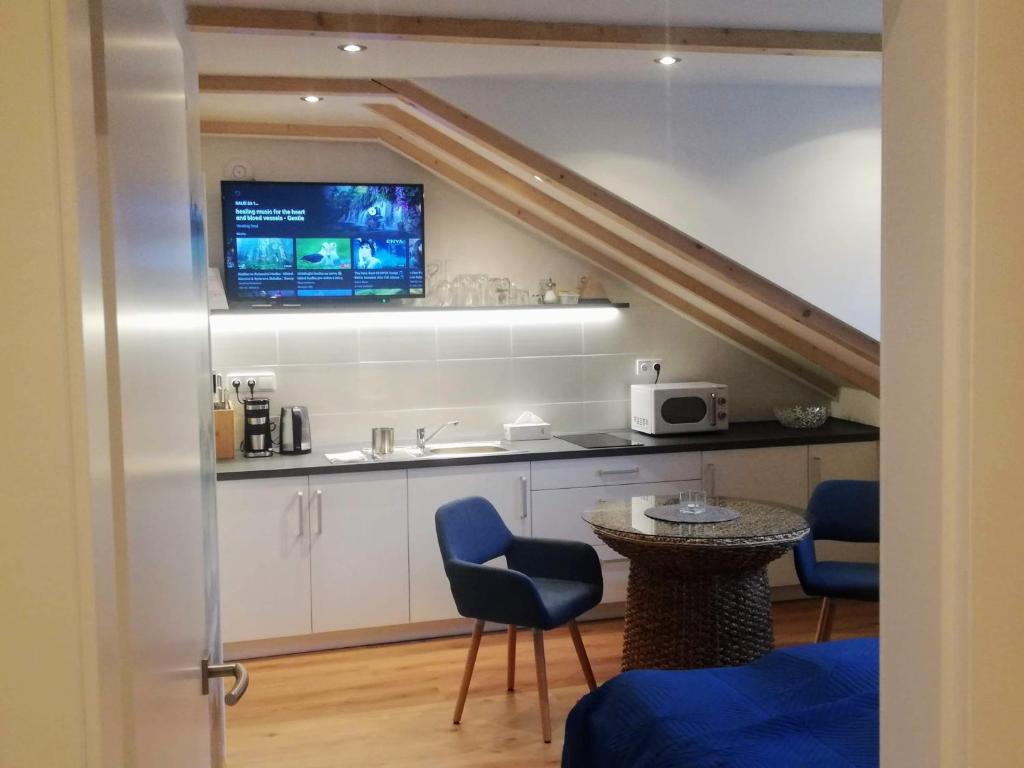 Kuchyň nebo kuchyňský kout v ubytování Apartmány Cechovní