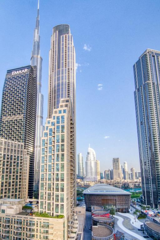 Nespecifikovaný výhled na destinaci Dubaj nebo výhled na město při pohledu z prázdninového domu