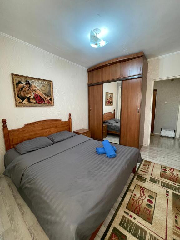 Cama ou camas em um quarto em Квартира 23 с удобной локацией и шикарным видом