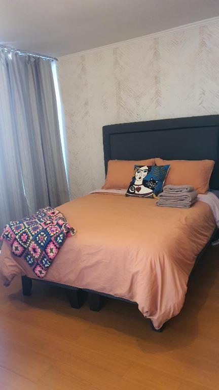 a bedroom with a bed with at Apartmento en providencia in Santiago