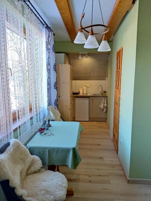 Kuchyň nebo kuchyňský kout v ubytování Apartamenty u drwala