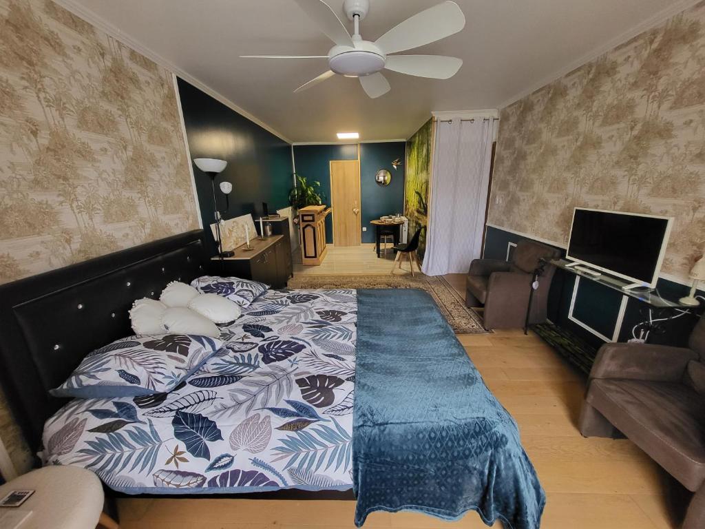 Postel nebo postele na pokoji v ubytování Choisy le Jacuzzi