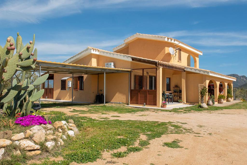 Uma casa com um cacto à frente. em Beth la Casa della Luna em Annunziata