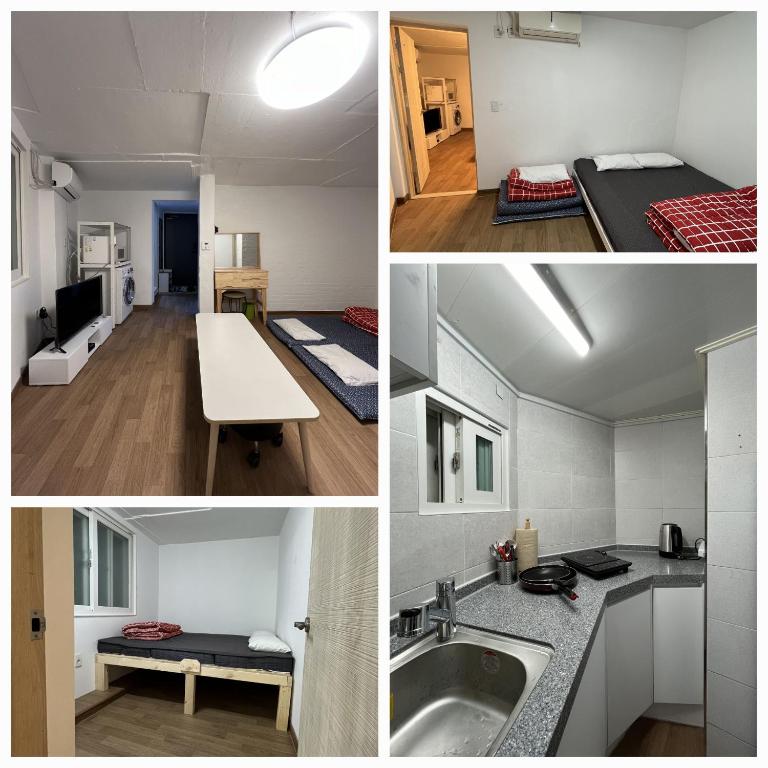 Un collage de fotos de un pequeño apartamento. en B My Guesthouse, en Seúl