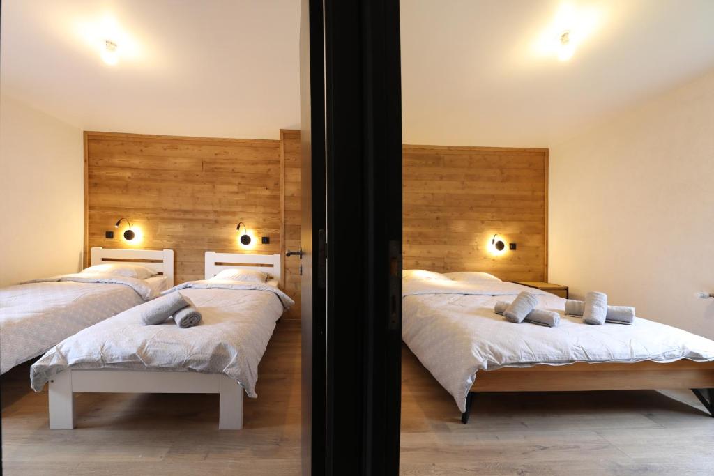 Postel nebo postele na pokoji v ubytování Gîte L'Echappée de 2 à 10 pers rénové à neuf