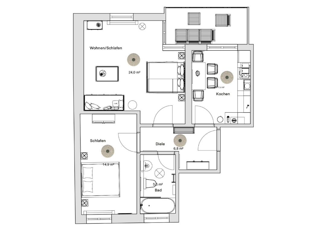 PINEAPPLE APARTMENTS - Zwinger IV - 65qm - 1x free parking - 16