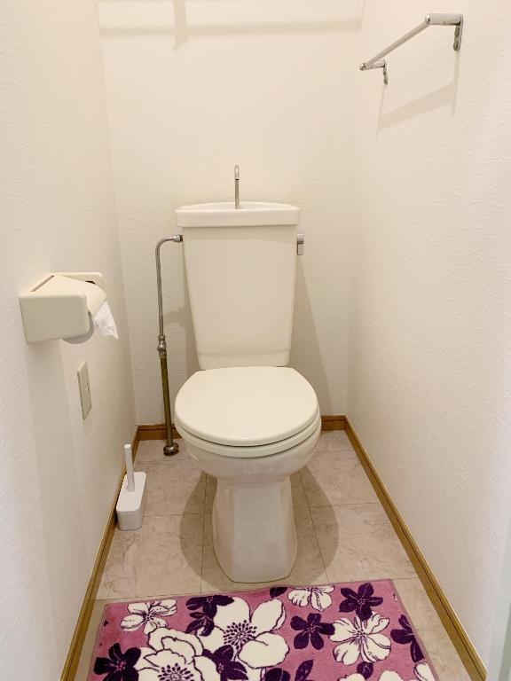 a bathroom with a white toilet with a purple rug at 精品新装修60平米2卧室阳光公寓#干湿分离#高速无限制网路#专用电梯直达#3站直达新宿#最大7人#itk501 in Tokyo