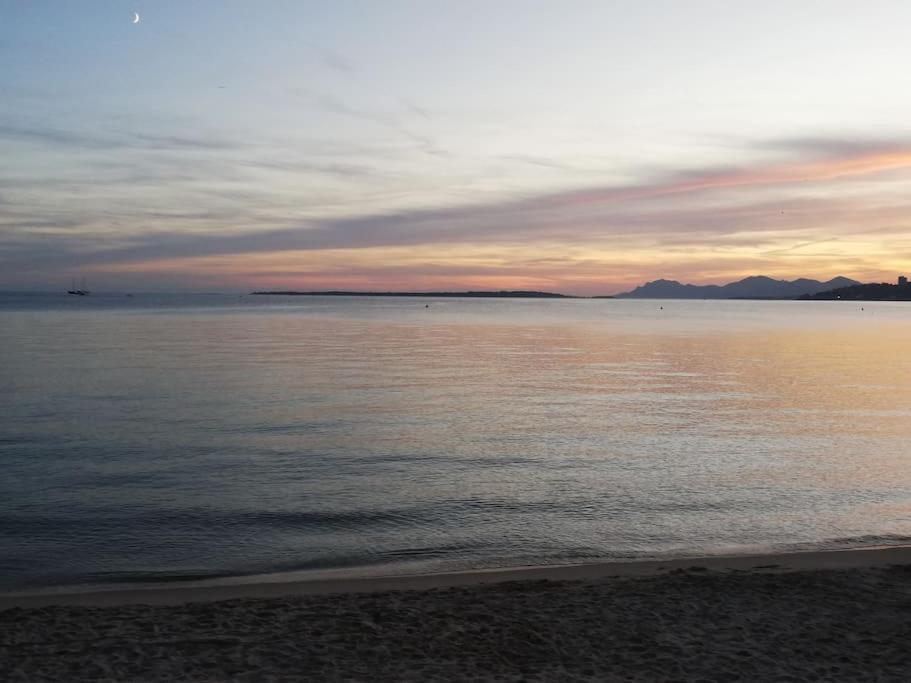- une vue sur l'océan au coucher du soleil avec une plage dans l'établissement FRONT DE MER Juan les Pins Cannes, à Antibes