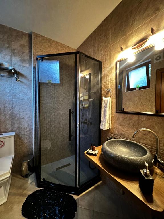 Koupelna v ubytování Hotel Fjorr