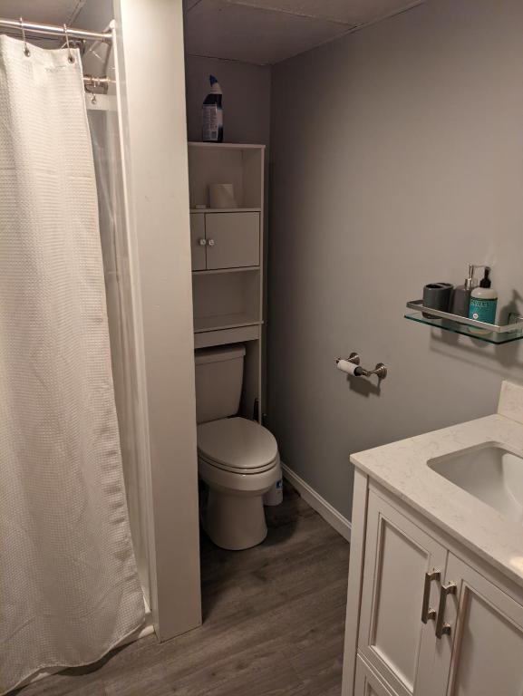 a bathroom with a toilet and a sink at ECLIPSE Vermont in Colchester