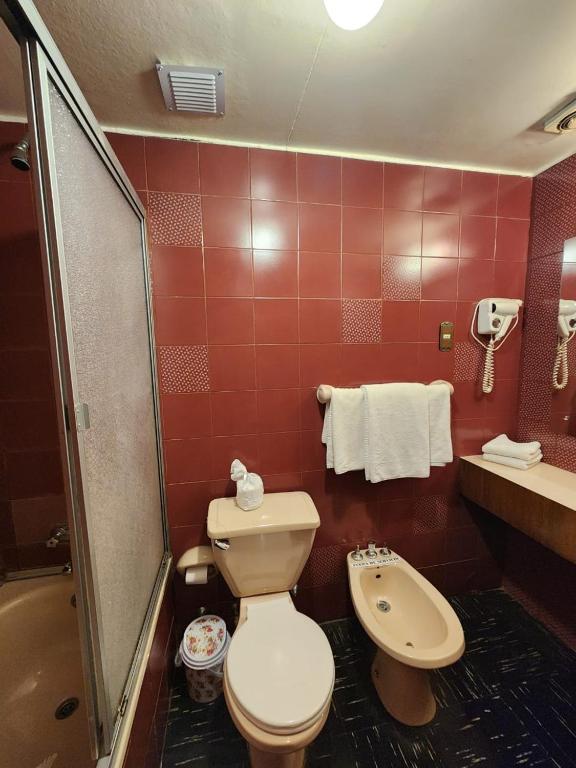 Koupelna v ubytování Hotel Mercurio