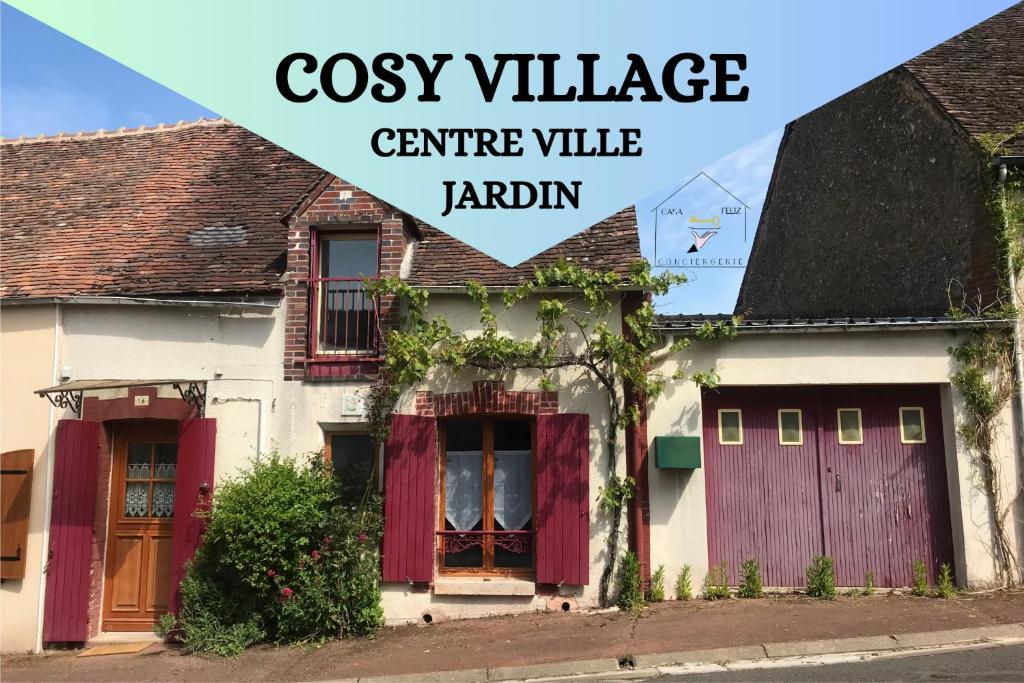 ein Bild eines Hauses mit den Worten gemütliches Dorfzentrum Jaán in der Unterkunft Maison de village cosy avec jardin 