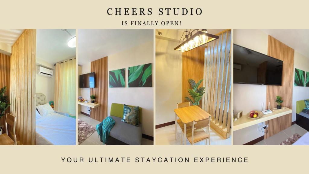 un collage de quatre photos d'une chambre d'hôtel dans l'établissement Saekyung Village1, Phase 3, Marigondon, Lapu-Lapu City, Cebu, à Lapu Lapu City