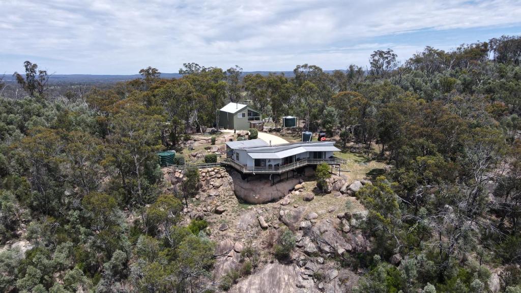 an aerial view of a house on top of a mountain at Eagle's Nest in Stanthorpe