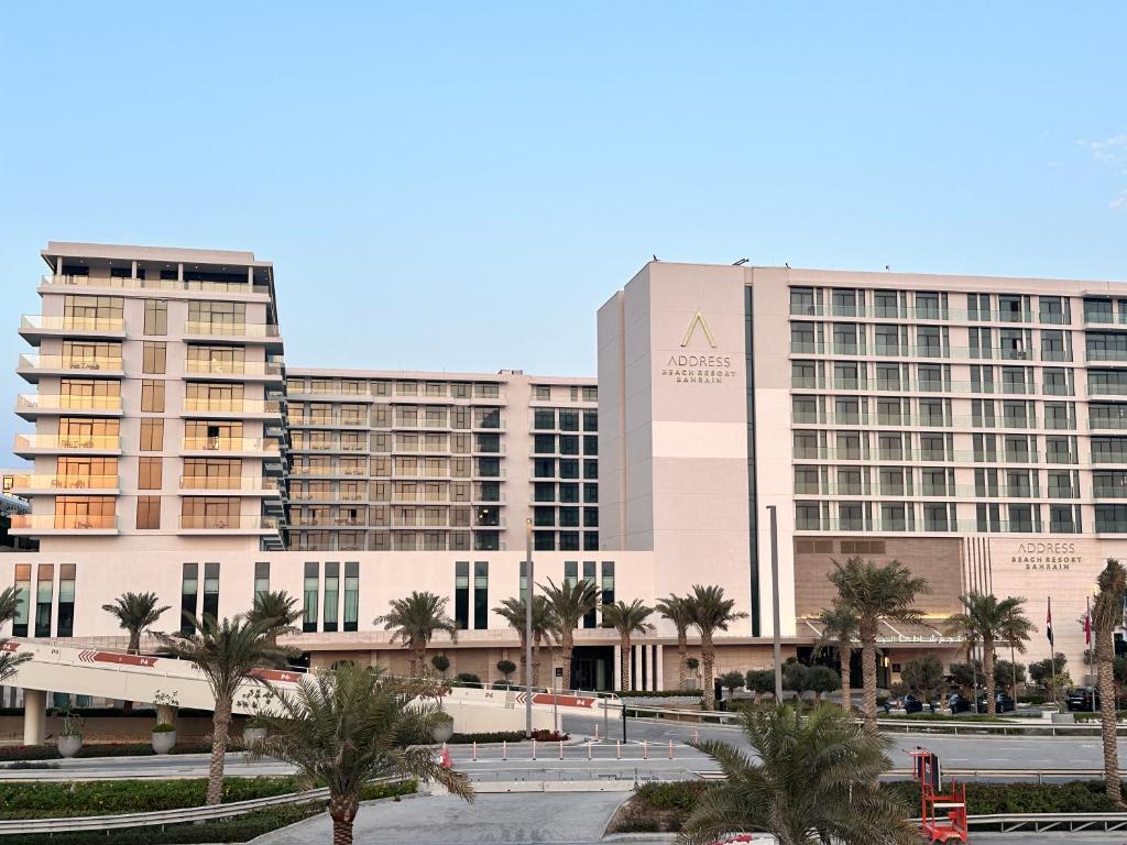 a view of the mgm grand hotel and casino at Address Beach Resort Residence in Manama