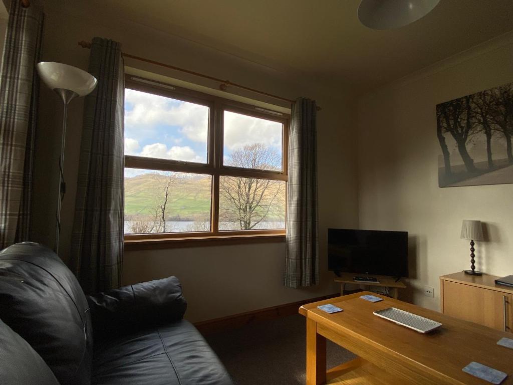 TV a/nebo společenská místnost v ubytování Bracken Lodges, Loch Tay, Linnie Lodge
