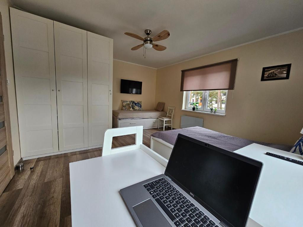 Televízia a/alebo spoločenská miestnosť v ubytovaní Apartament Bałtyk