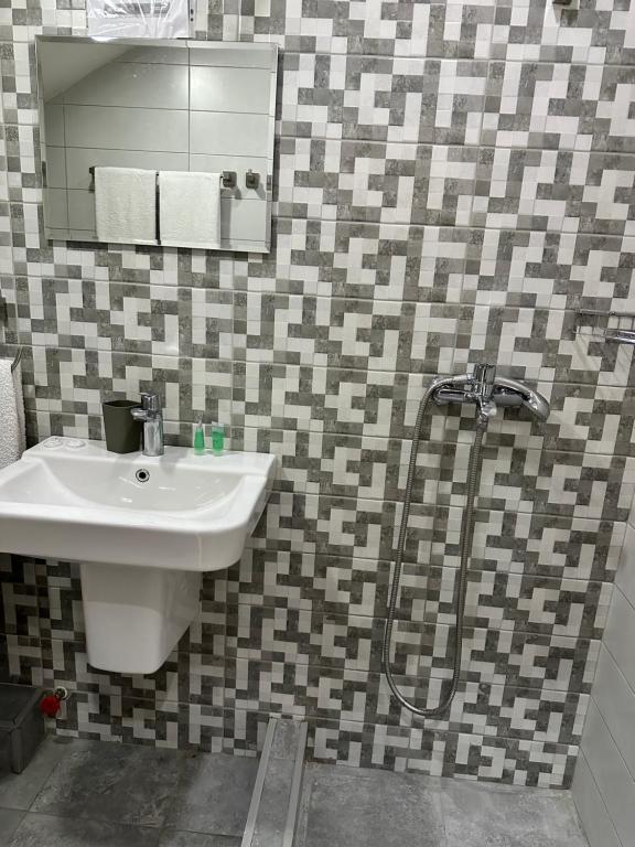 Koupelna v ubytování Hotel Lile