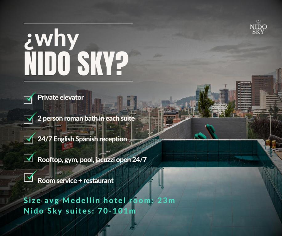 um panfleto para um hotel com piscina em Nido Sky em Medellín