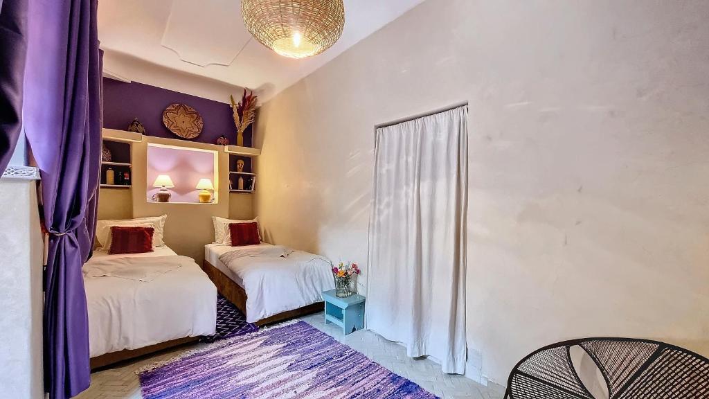 Postel nebo postele na pokoji v ubytování Riad Chambres D'Amis Marrakech